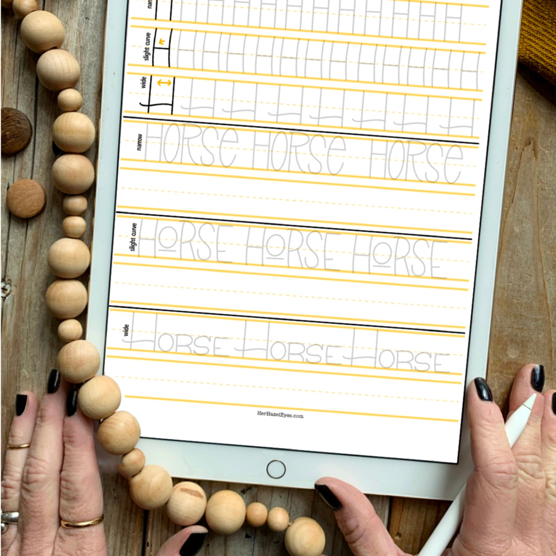 Lowercase Linear Lettering worksheet showing clean, simple letterforms for hand lettering practice