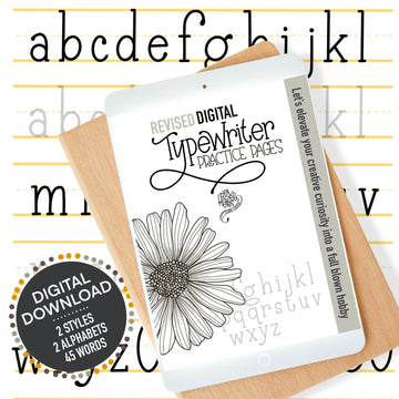 Cover of Typewriter Lettering Guide featuring a vintage-inspired hand lettering style for Procreate or print use