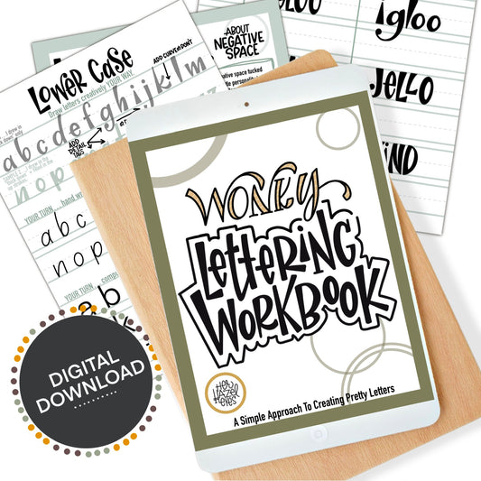 Wonky Letters cover featuring playful block lettering worksheets for beginners using print or iPad