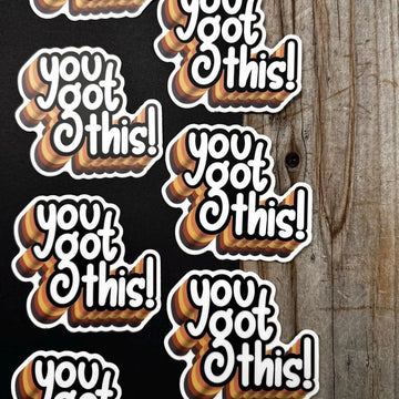 Retro YOU GOT THIS Waterproof Decal Encouragement Sticker Inspirational Water Bottle