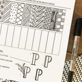 block lettering workbookBlock lettering worksheet from the toolkit showing alphabet variations and word tracing