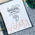 Handwriting with a Twist beginner lettering workbook with top coil binding and smooth premium pages