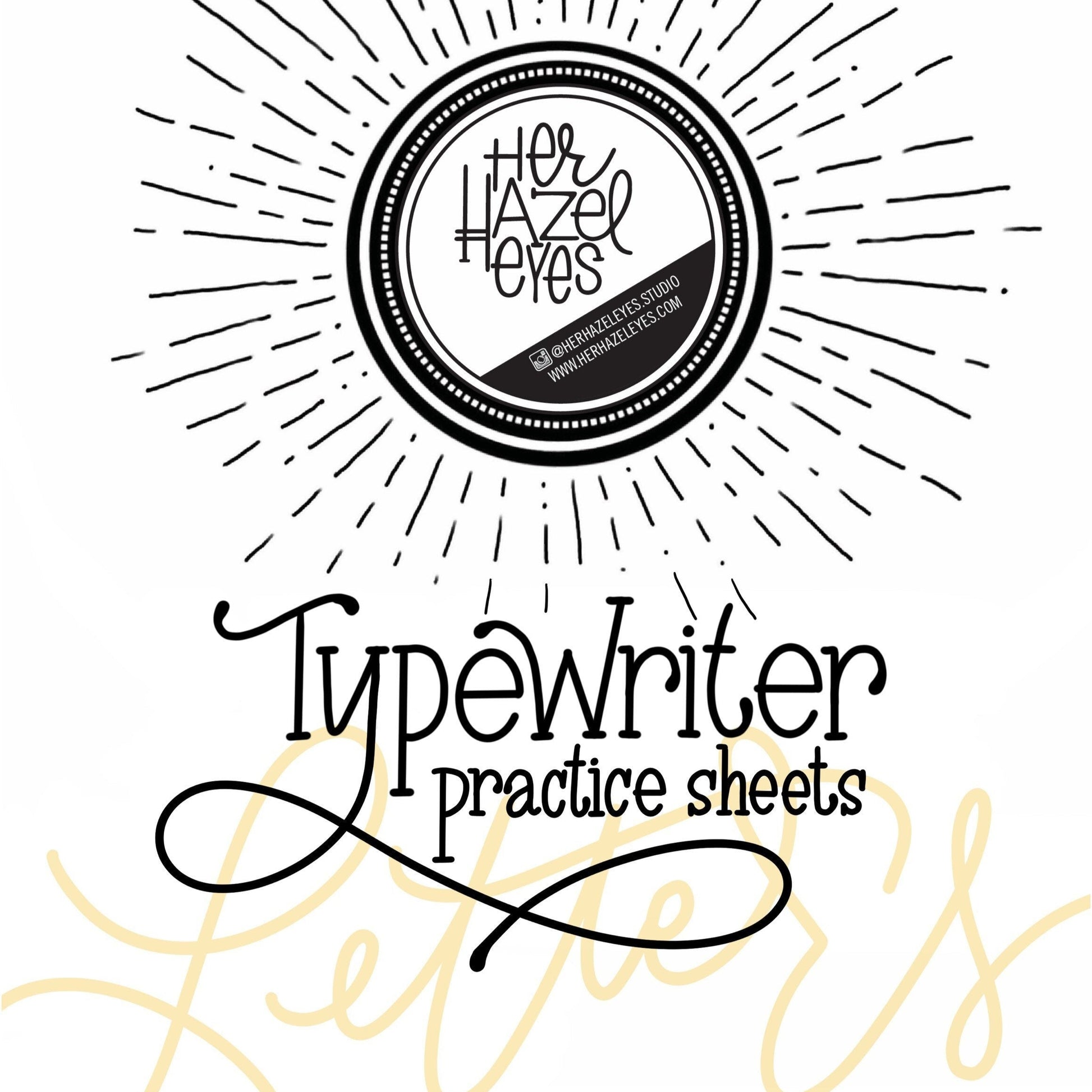 Hand lettering worksheet with traceable typewriter-style words for beginners and creatives