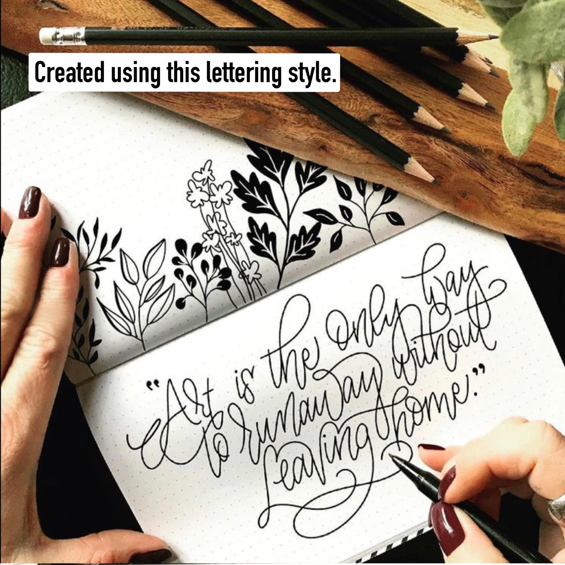 Lay-flat coil-bound lettering book ideal for journaling and crafts