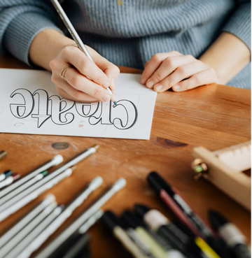 hand lettering with color pencils
