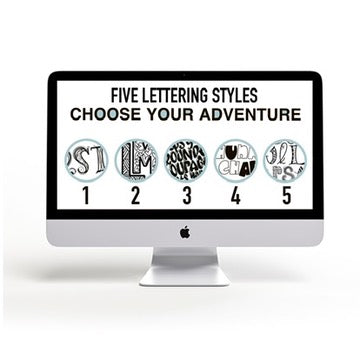 learn 5 different lettering styles with this digital hand lettering workbook