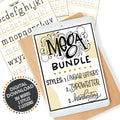 Mega Hand Lettering Bundle cover featuring 3 lettering styles for Procreate or printable use – over 300 words to trace and practice