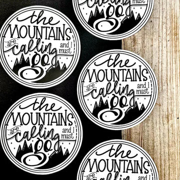 The Mountains Are Calling: Waterproof Vinyl Decal for Laptop/Water Bottle