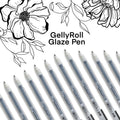 Close-up of black Sakura Gelly Roll Glaze pen used for hand lettering, journaling, and crafts on smooth surfaces.