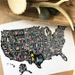 PRINTABLE, DIGITAL United States Map, Art Folk Art Hand Lettered Poster Illustration