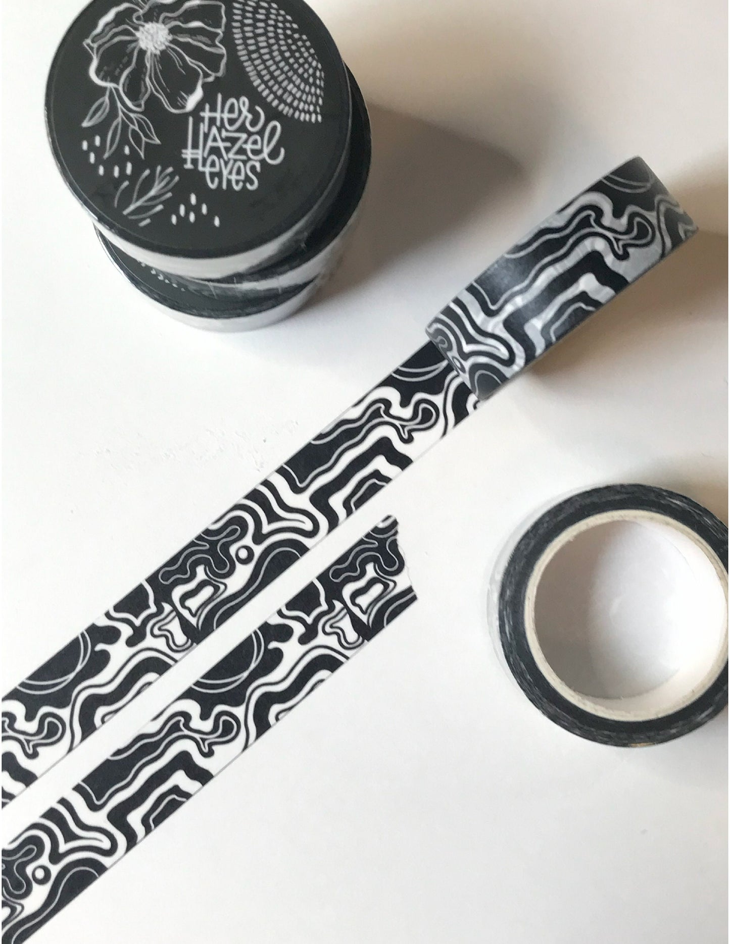 WASHI TAPE Groovy Journaling Tape Black & White Washi Tape for Planners 15mm Wide 10 Meters Long