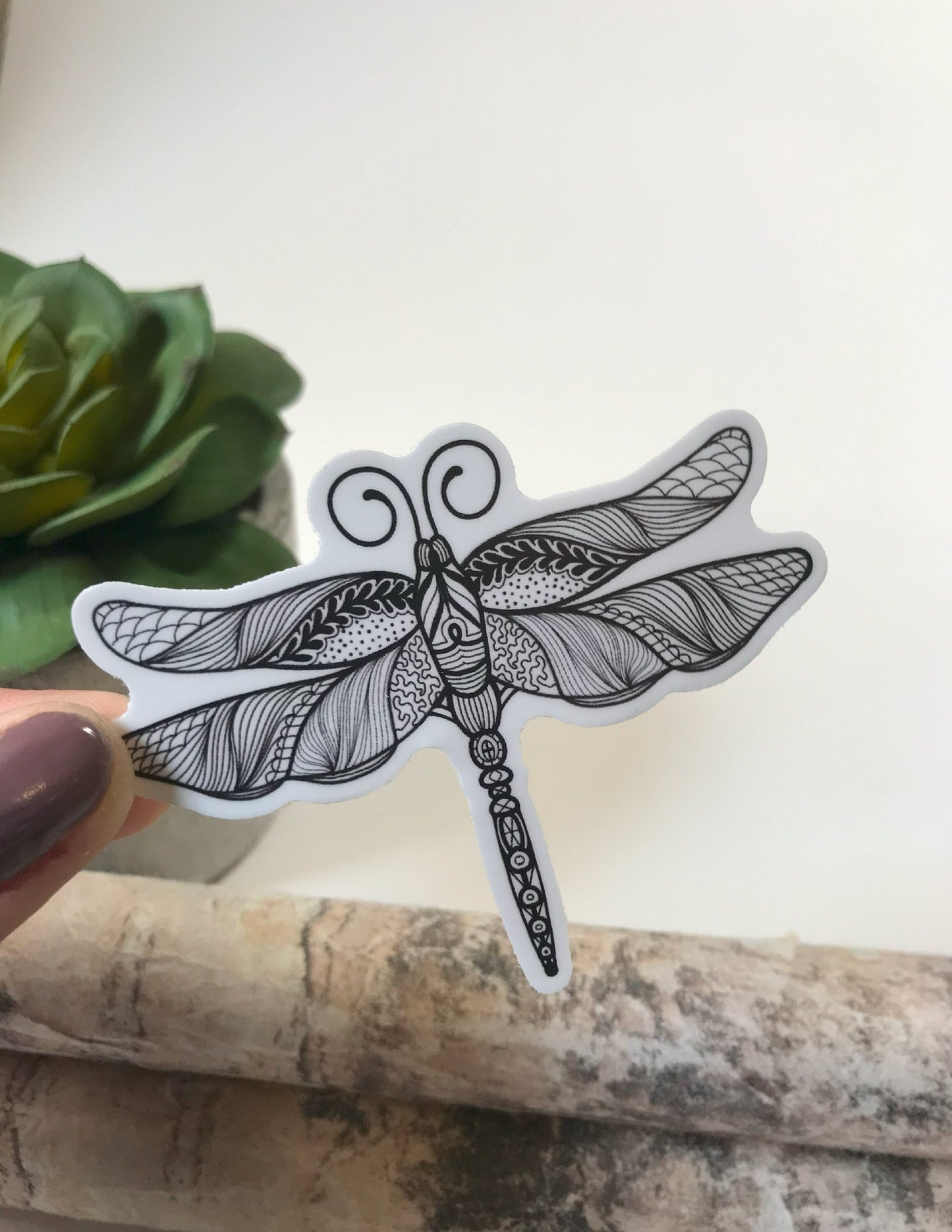 Zentangle Sticker Dragon Fly Waterproof Decal Water Bottle Sticker Laptop Decal