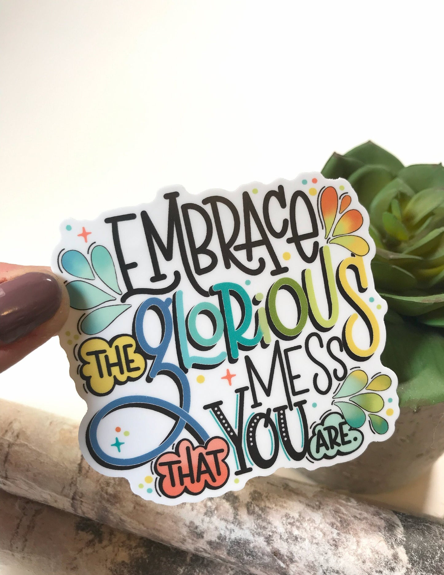 Hand Lettered Quote Waterproof Decal Water Bottle Sticker Laptop Decal