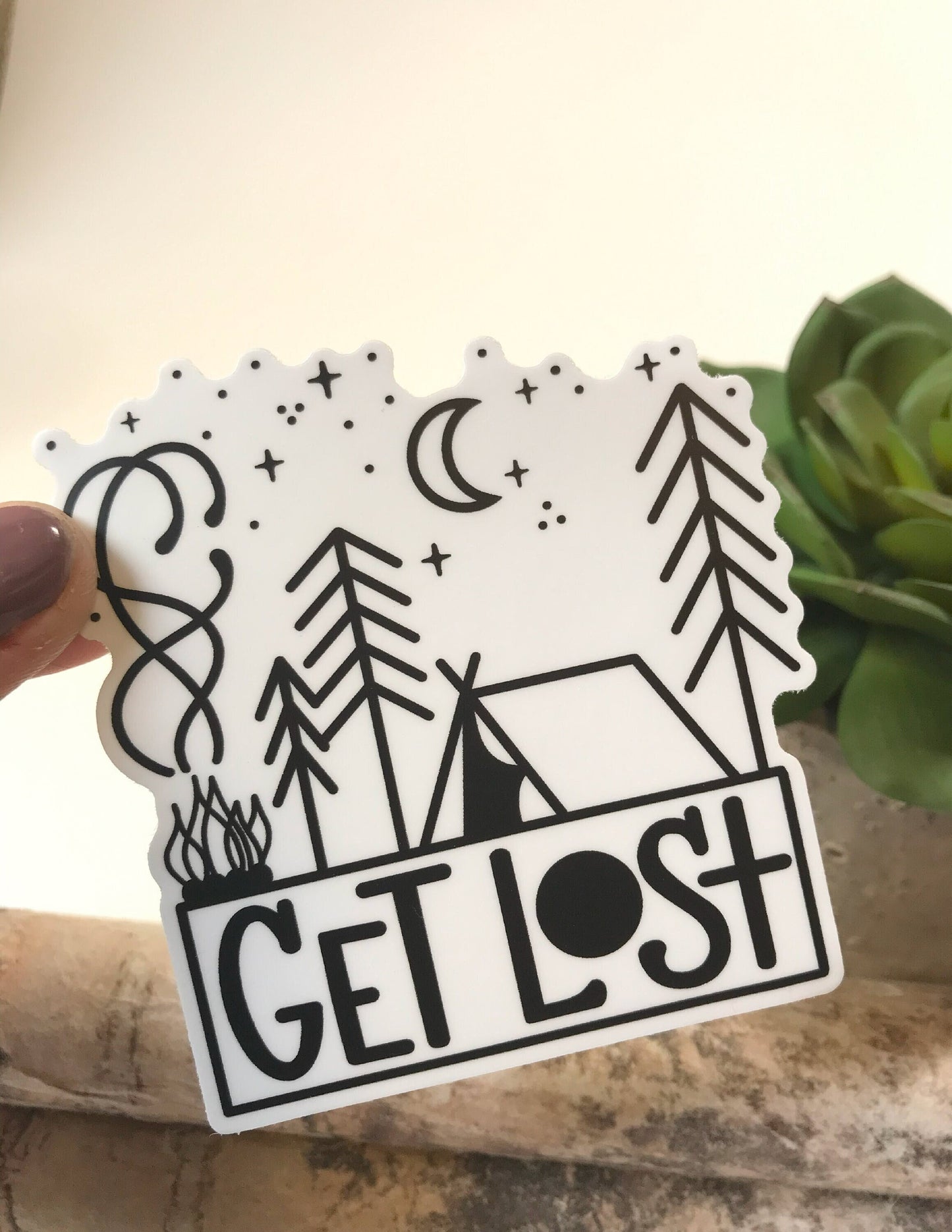 Quote GET LOST Waterproof Decal Water Bottle Sticker Laptop Decal Artist Sticker