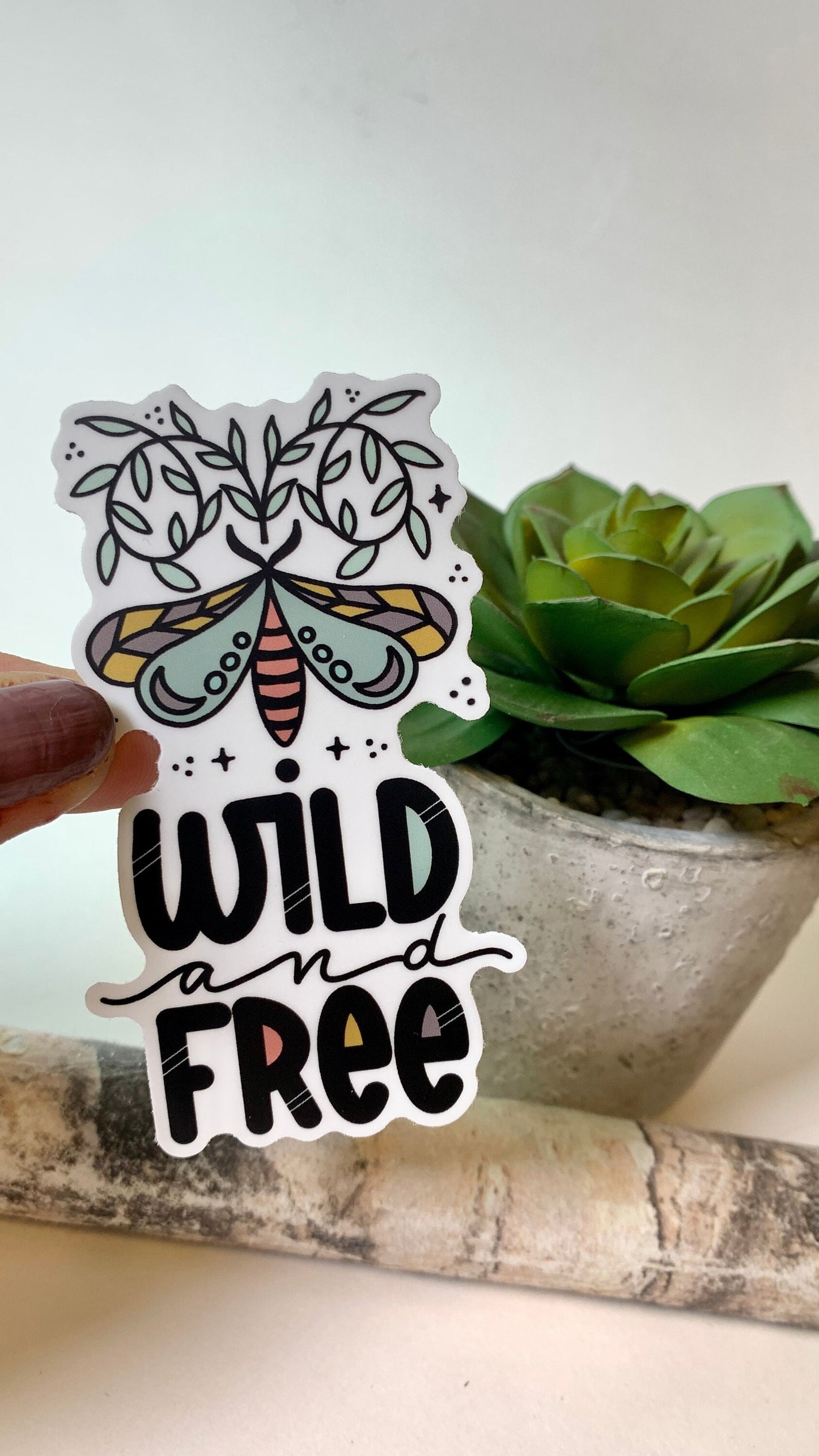 Moth Sticker Wild and Free Vinyl Decal Waterproof Butterfly Sticker