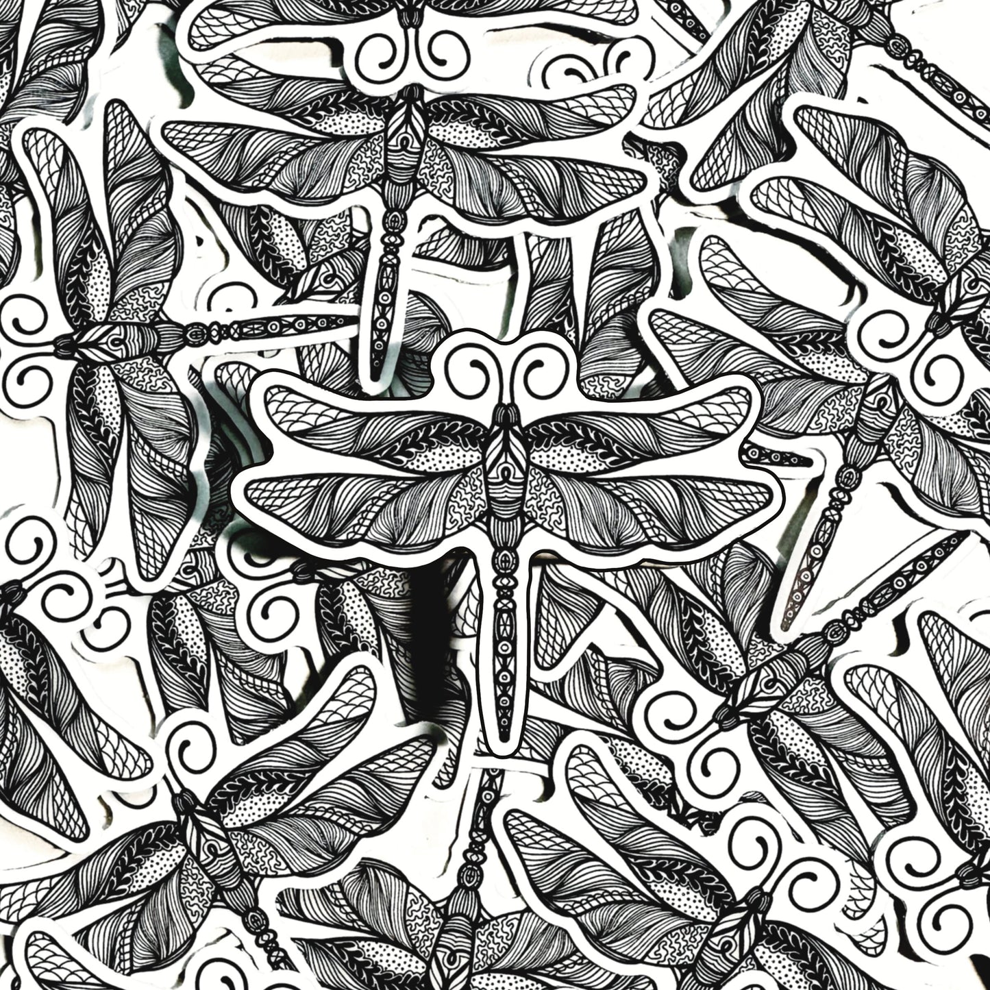 Zentangle Sticker Dragon Fly Waterproof Decal Water Bottle Sticker Laptop Decal