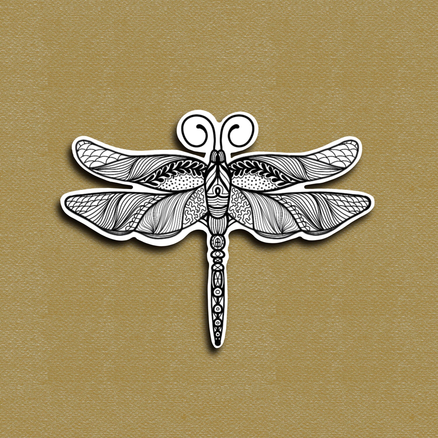 Zentangle Sticker Dragon Fly Waterproof Decal Water Bottle Sticker Laptop Decal