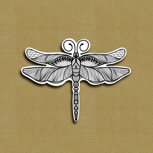 Zentangle Sticker Dragon Fly Waterproof Decal Water Bottle Sticker Laptop Decal