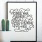 Typewriter-style alphabet worksheet breaking down letterforms for hand lettering practice