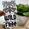 colorful wild and free moth sticker